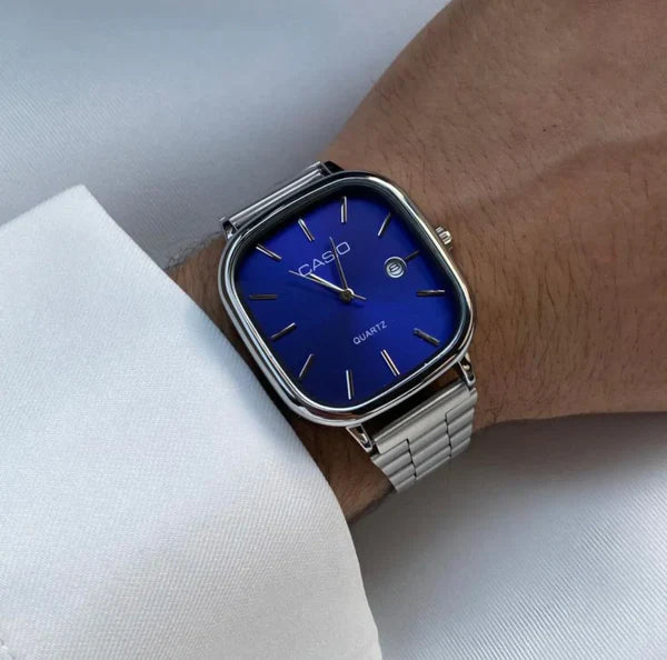 𝐇𝐚𝐩𝐩𝐲 𝐂𝐚𝐫𝐭 Casio Watch Silver + Blue – كاسيو ووتش فضي + أزرق
